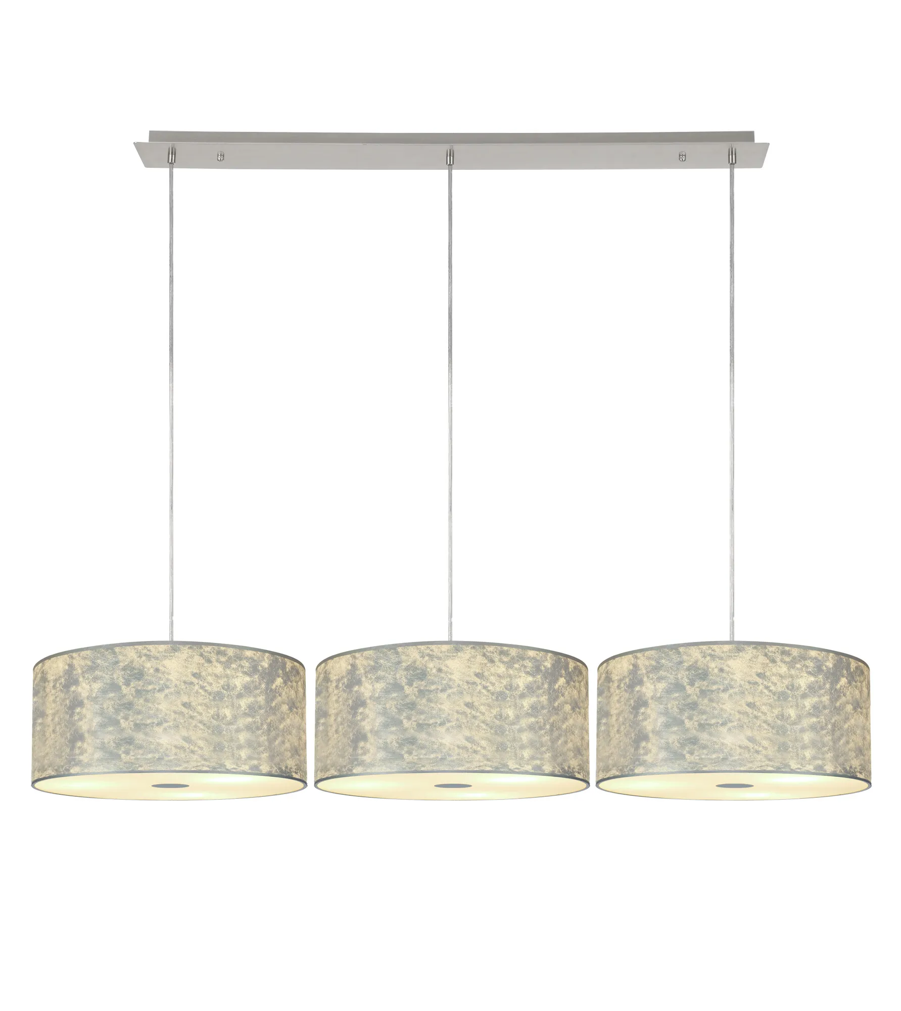 DK0804  Baymont 40cm Shade 2m 3 Light Pendant Polished Chrome; Silver Leaf; Frosted Diffuser